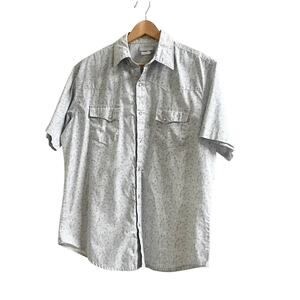 Wrangler Rancher Shirt Men’s Size L/XL Paisley Print Grey Pearl Snap Button